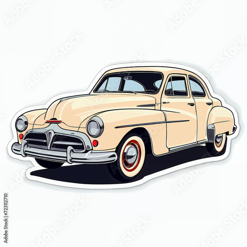Vintage Yellow Classic Car Illustration - Retro Automobile Model with a Nostalgic Charm, Perfect for Automotive Designs, Travel Themes, and Toy Enthusiast © Ирина Абраменко