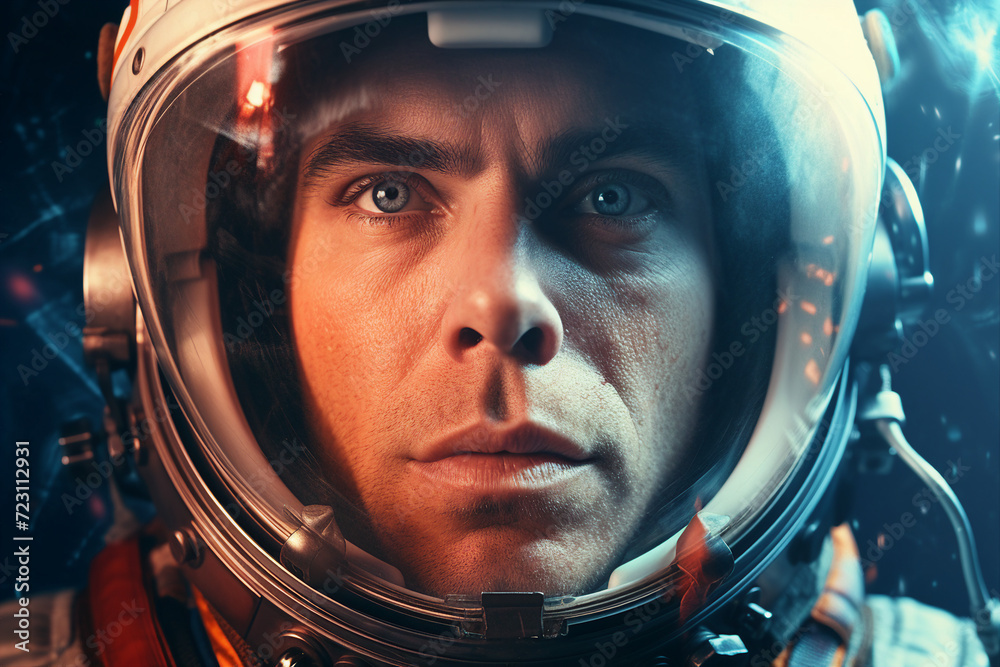 Generative AI picture of astronaut spaceman woman do space walk working space station in outer space futurism Generative AI picture of astronaut spaceman woman do space walk working space station in outer space futurism