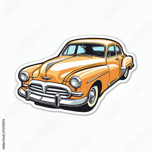 Vintage Yellow Classic Car Illustration - Retro Automobile Model with a Nostalgic Charm, Perfect for Automotive Designs, Travel Themes, and Toy Enthusiast