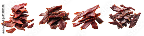 Beef jerky isolated on a transparent PNG background, white background , Generative Ai