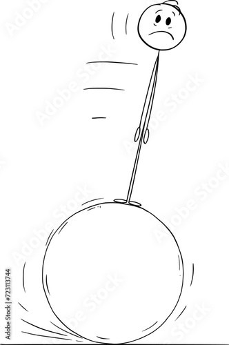 Person and Uncertainty, Unstable Situation, Vector Cartoon Stick Figure Illustration