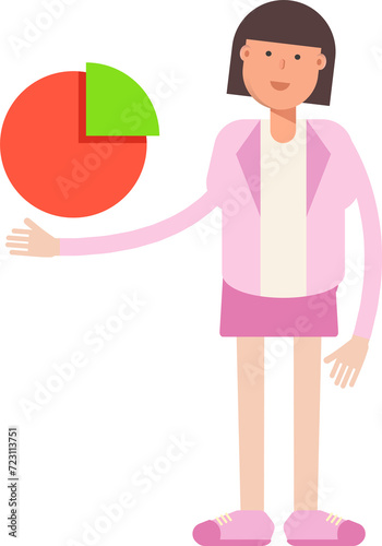 Office Woman Character Holding Pie Chart 