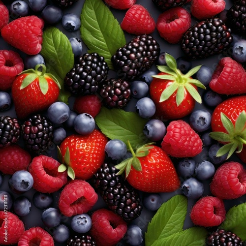 Berries Row Fresh  background  close up. Realistic berry  detailed. Grocery product advertising  menu or package.