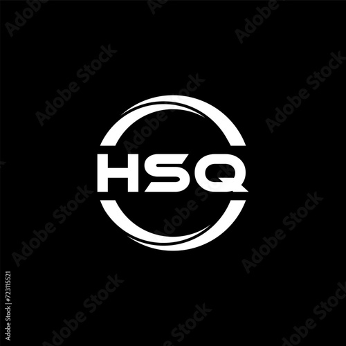 HSQ letter logo design with black background in illustrator, cube logo, vector logo, modern alphabet font overlap style. calligraphy designs for logo, Poster, Invitation, etc.