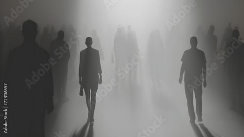 silhouettes of a person among people