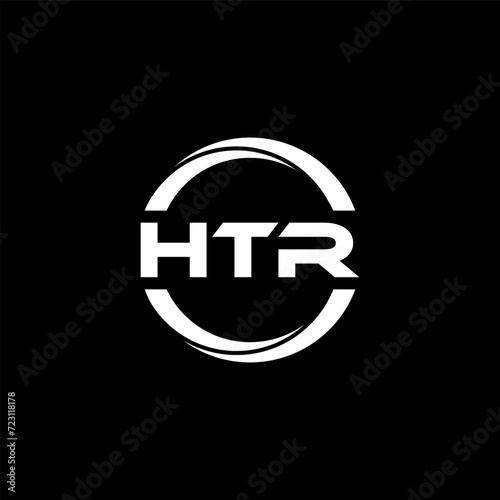 HTR letter logo design with black background in illustrator, cube logo, vector logo, modern alphabet font overlap style. calligraphy designs for logo, Poster, Invitation, etc. photo