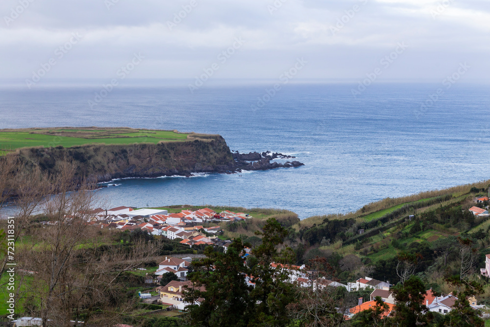 Fototapeta premium São Miguel island in the Azores with the beautiful landscapes and green filds