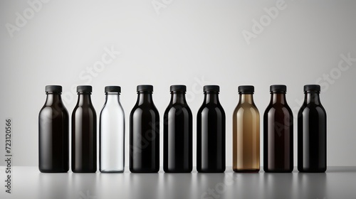 Mineral water bottle packaging, blank label for mockup presentation on white background. photo