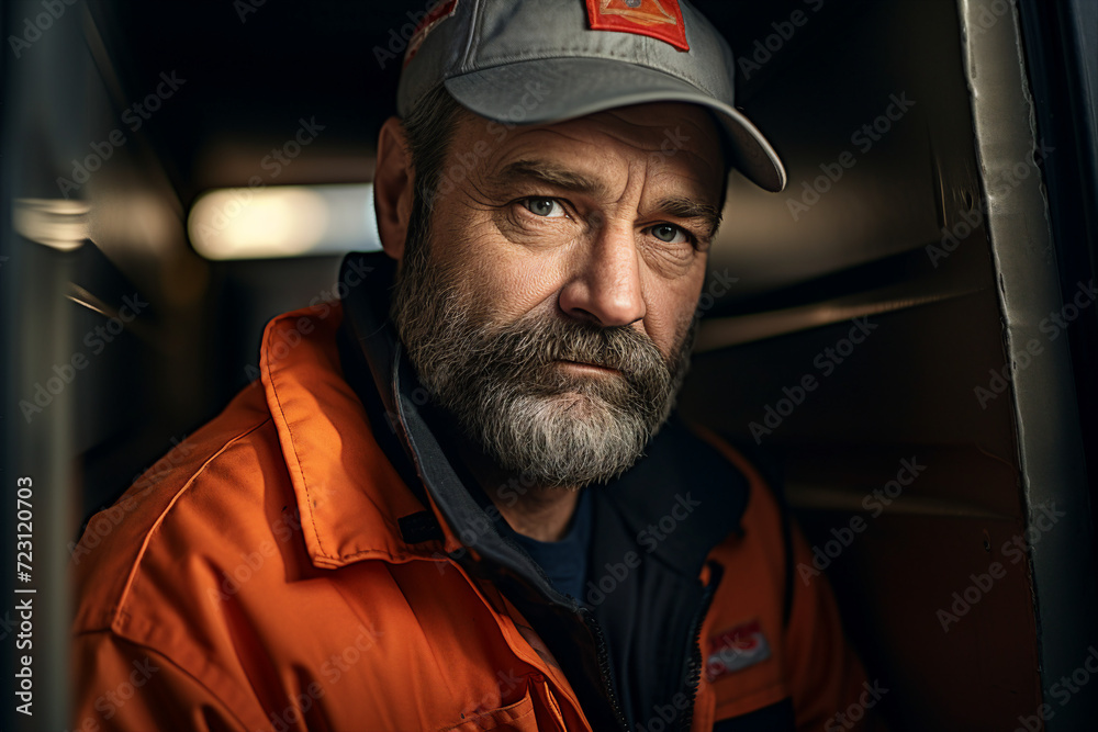 Export postal worker standing workplace delivery center Generative AI picture Export postal worker standing workplace delivery center Generative AI picture