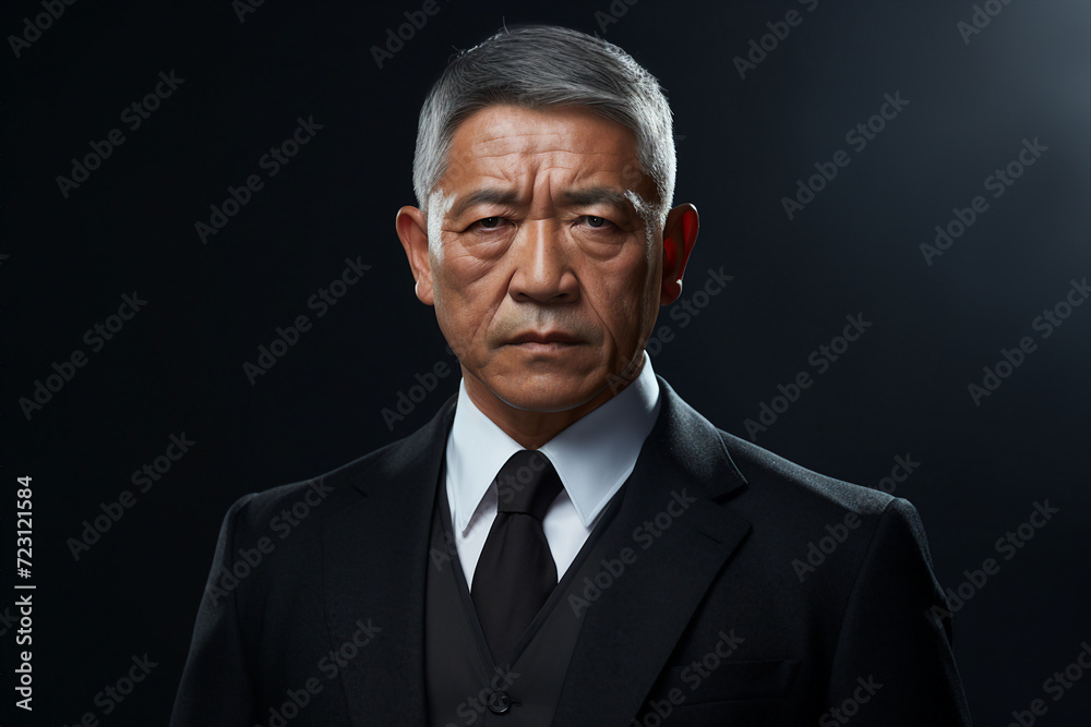 Portrait photo of a confident serious senior man strict angry boss made with generative AI Portrait photo of a confident serious senior man strict angry boss made with generative AI