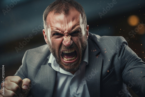 Created with generative ai image of angry severe strict man office worker