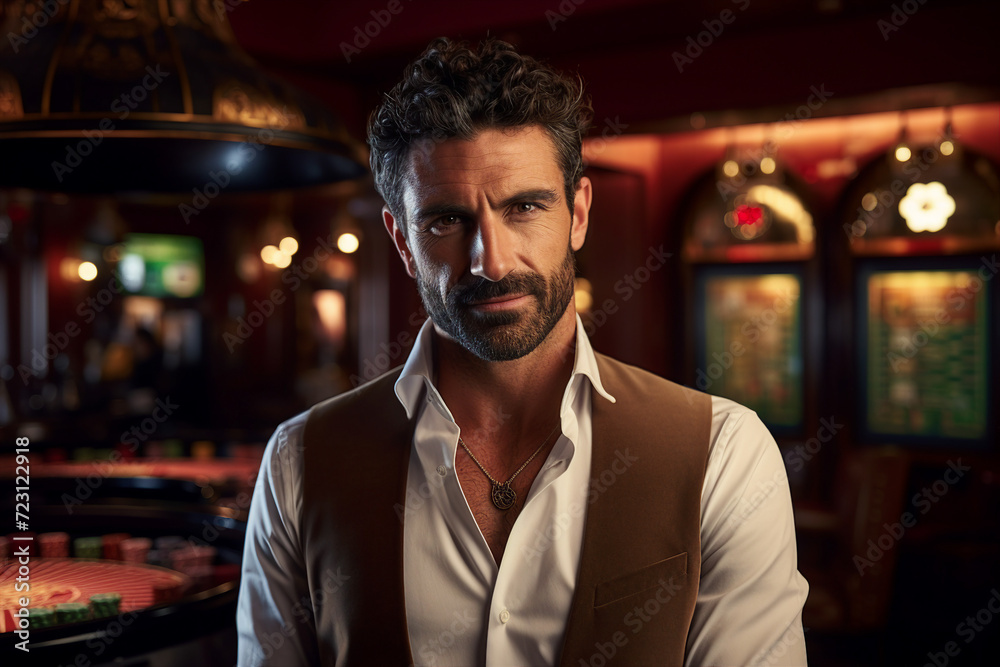 Slot machine 777 casino club poker night las vegas gaming concept Generative AI illustration Slot machine 777 casino club poker night las vegas gaming concept Generative AI illustration