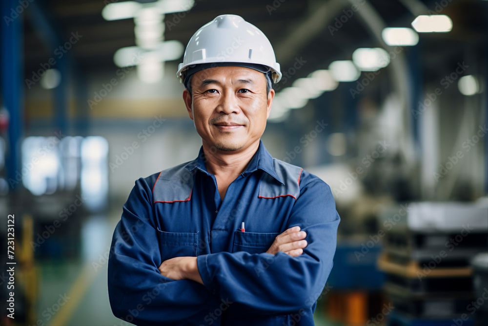 Ai generated portrait of a male engineer working in a factory Ai generated portrait of a male engineer working in a factory