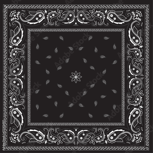 black and white frame with lace Black Bandanna Print
