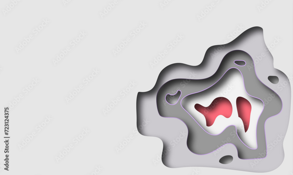 Abstract background in paper cut style. 3d white and grey colors waves with smooth shadow. Summertime bright rainbow layered banner with butterfly vector illustration. Abstract background in paper cut style. 3d white and grey colors waves with smooth shadow. Summertime bright rainbow layered banner with butterfly vector illustration.