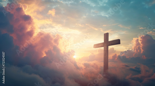 Cross in the sky. Christian religion concept