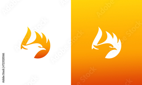 fire eagle head icon logo design vector