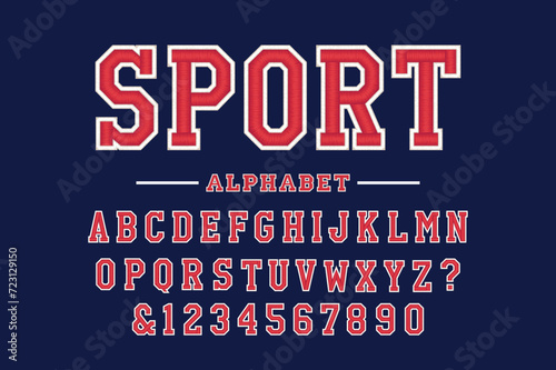 A traditional style of sports or university lettering with 3d embroidery effects photo