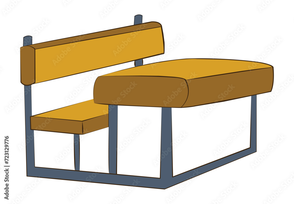 A school bench isolated on white background A school bench isolated on white background