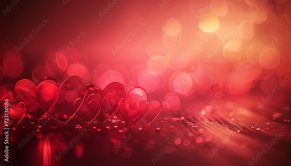Red heart bokeh lights on a dark, romantic background. Good for Valentine's day banner, card, invitation, header Red heart bokeh lights on a dark, romantic background. Good for Valentine's day banner, card, invitation, header