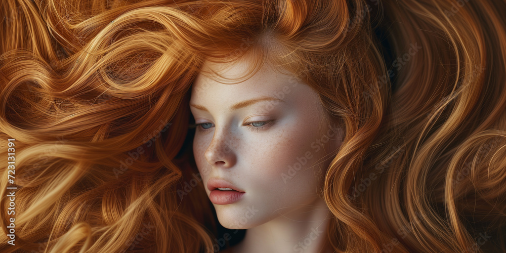Woman with beautiful glowing hair in studio shot Woman with beautiful glowing hair in studio shot