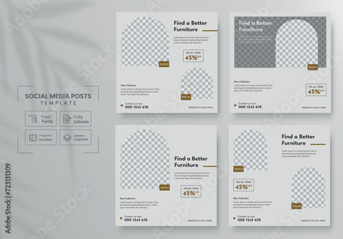 Minimalist furniture social media template, banner, and instagram post template