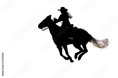 silhouette of woman rider at a rodeo