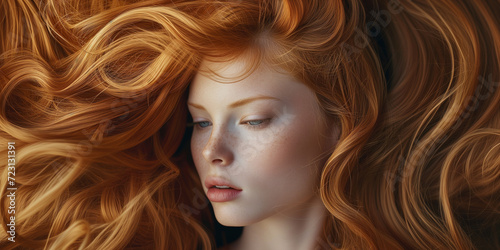 Woman with beautiful glowing hair in studio shot 