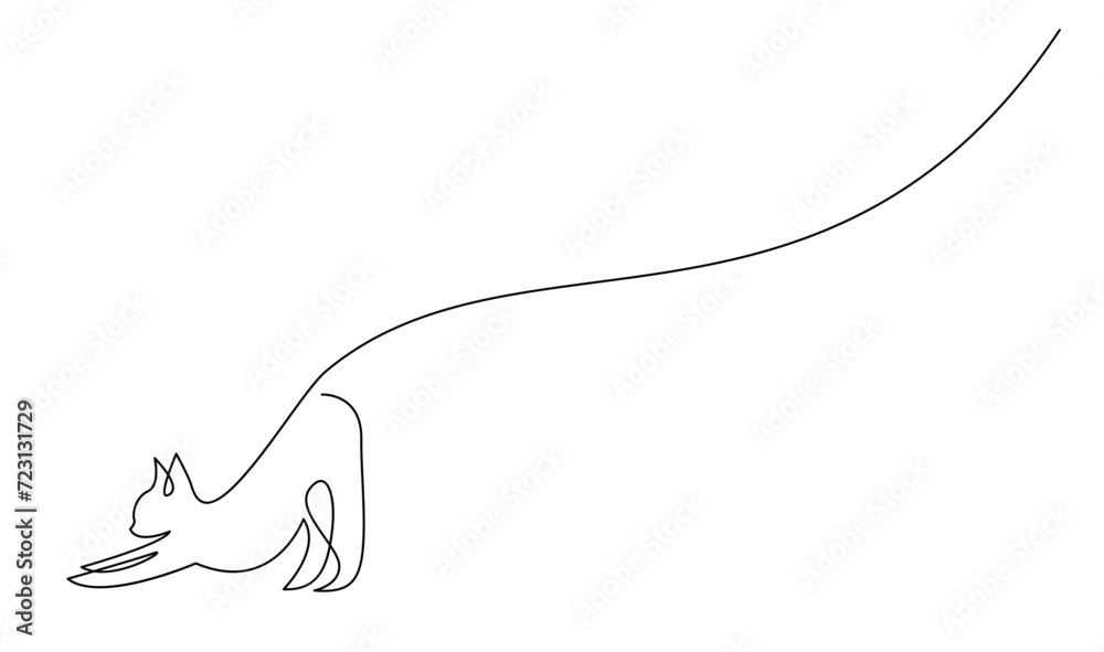 Continuous line drawing of cat on white background