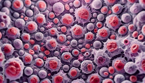 Microscopic View of Cancer Cells Amidst Healthy Tissue © Riz