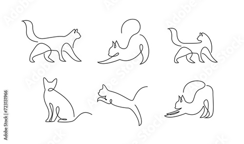 Continuous line drawing of cat on white background