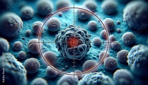 Targeted Cancer Therapy. Precision Attack on Malignant Cell photo