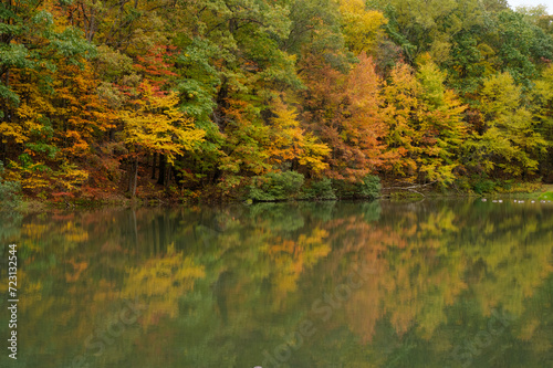 Fall reflections in the water on the lake