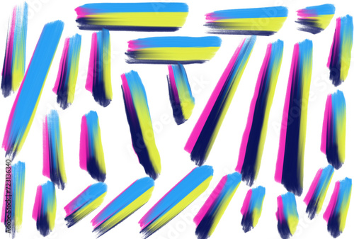 Künstlerische Gestaltungselemente - mehrfarbige Pinselstriche, kreuz und quer mit Ölfarbe gemalt