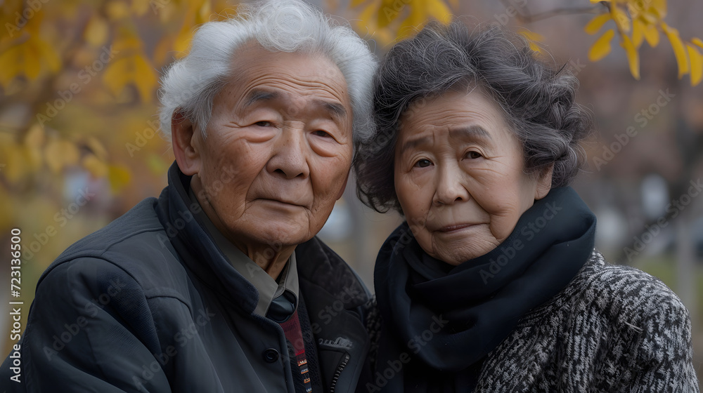 a senior Chinese couple in family holiday dress