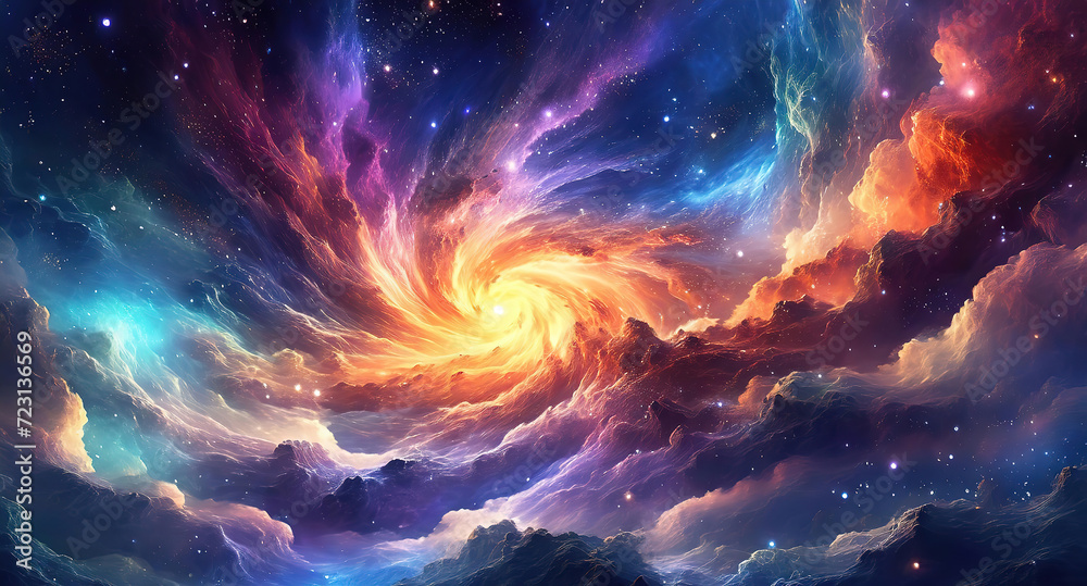 Awesome Space background with stardust and shining stars realistic colorful cosmos