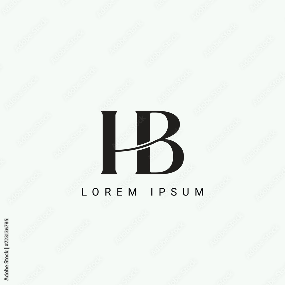 Alphabet HB or BH illustration monogram vector logo template