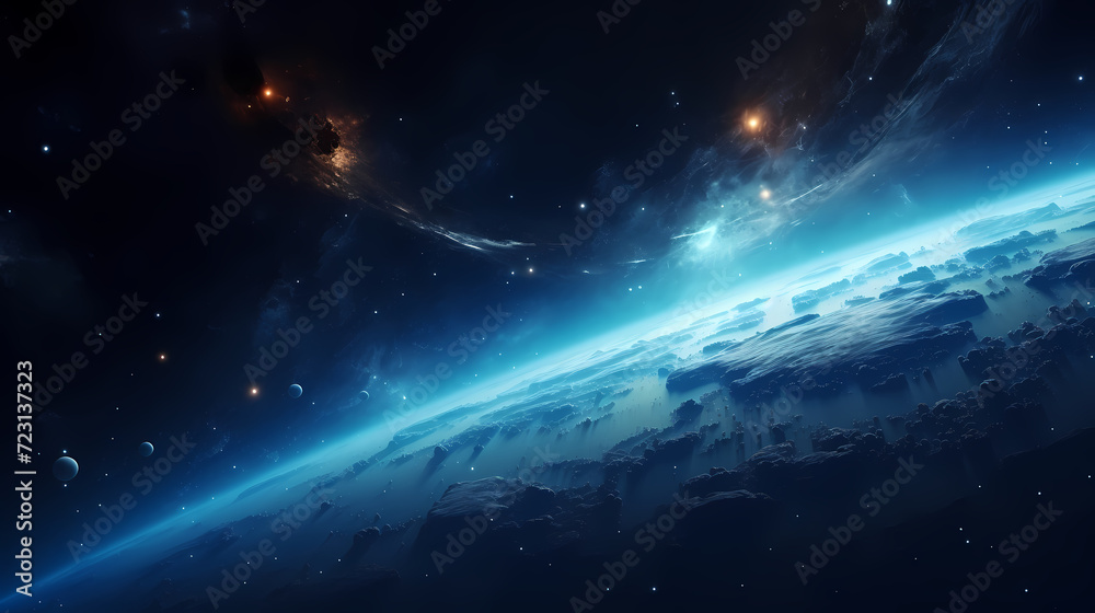 Earth in the cosmic sky, abstract space background of a planet in the universe Earth in the cosmic sky, abstract space background of a planet in the universe