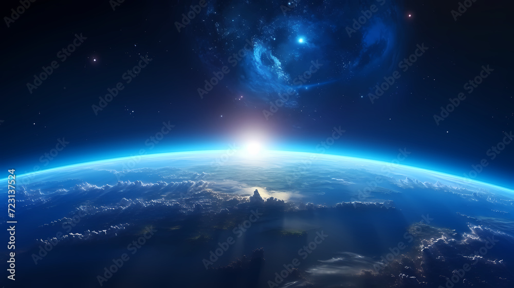 Earth in the cosmic sky, abstract space background of a planet in the universe