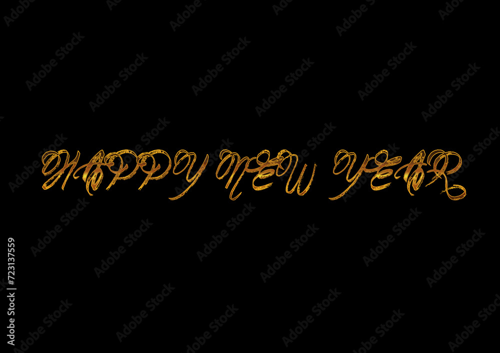 Happy new year.  Golden background for flyer, poster, sign, banner, web, header. Abstract golden symbol text, type, quote. Light blur backdrop. 