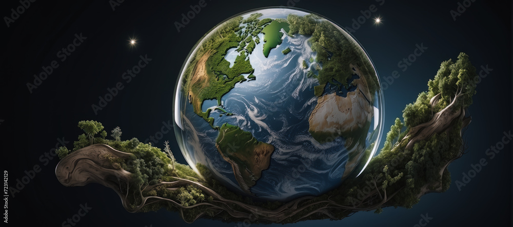 the lungs of the planet, the concept of saving the earth and the environment. The heart of nature