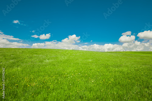 Bauer Himmel Wolken über einer Grünen Wiese