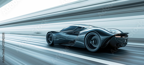 Futuristic car at high-speed motion blur