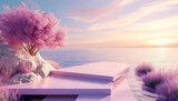 3d scenery of beautiful pink lavender under the sky i