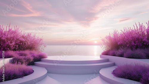 3d scenery of beautiful pink lavender under the sky i