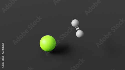 calcium carbide molecular structure, calcium acetylide, ball and stick 3d model, structural chemical formula with colored atoms photo