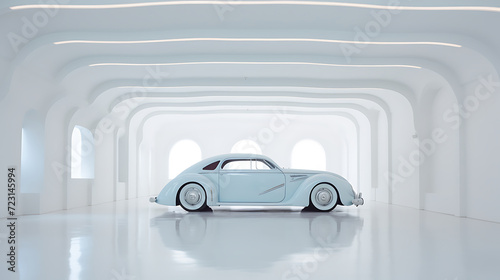 a classic car in a white void room, nothingness © growth.ai