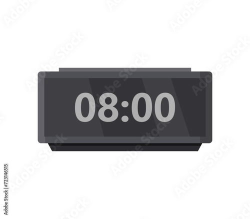 Vector illustration of a digital clock displaying 08:00.