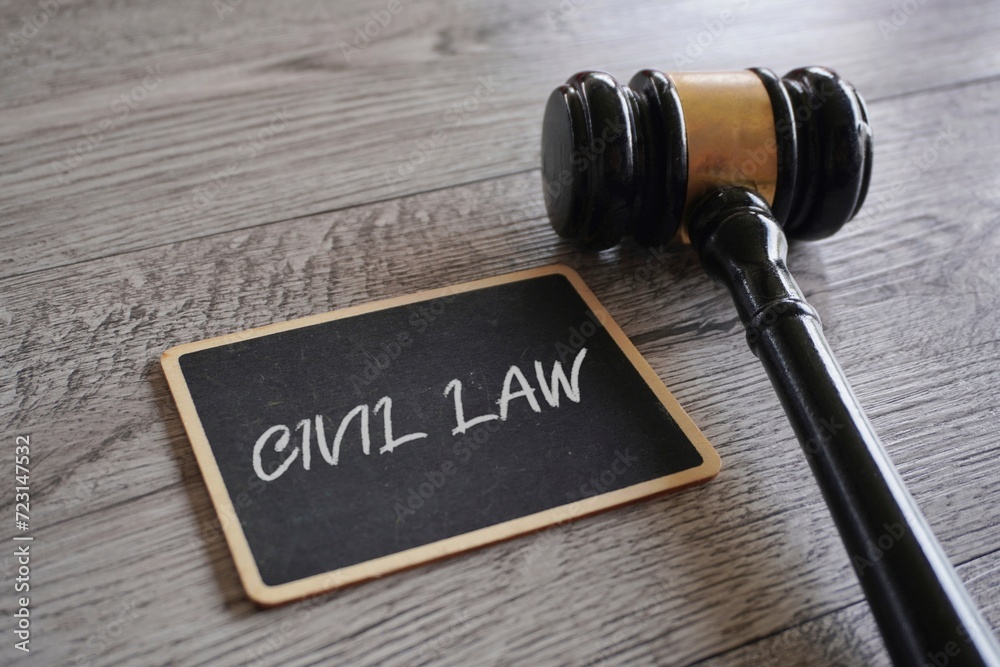 Judge gavel and text CIVIL LAW. Judge gavel and text CIVIL LAW.