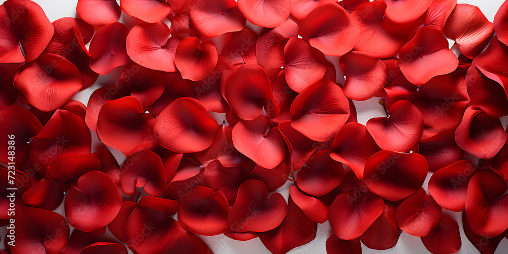 Red petals isolated on white background in love vibe Red petals isolated on white background in love vibe